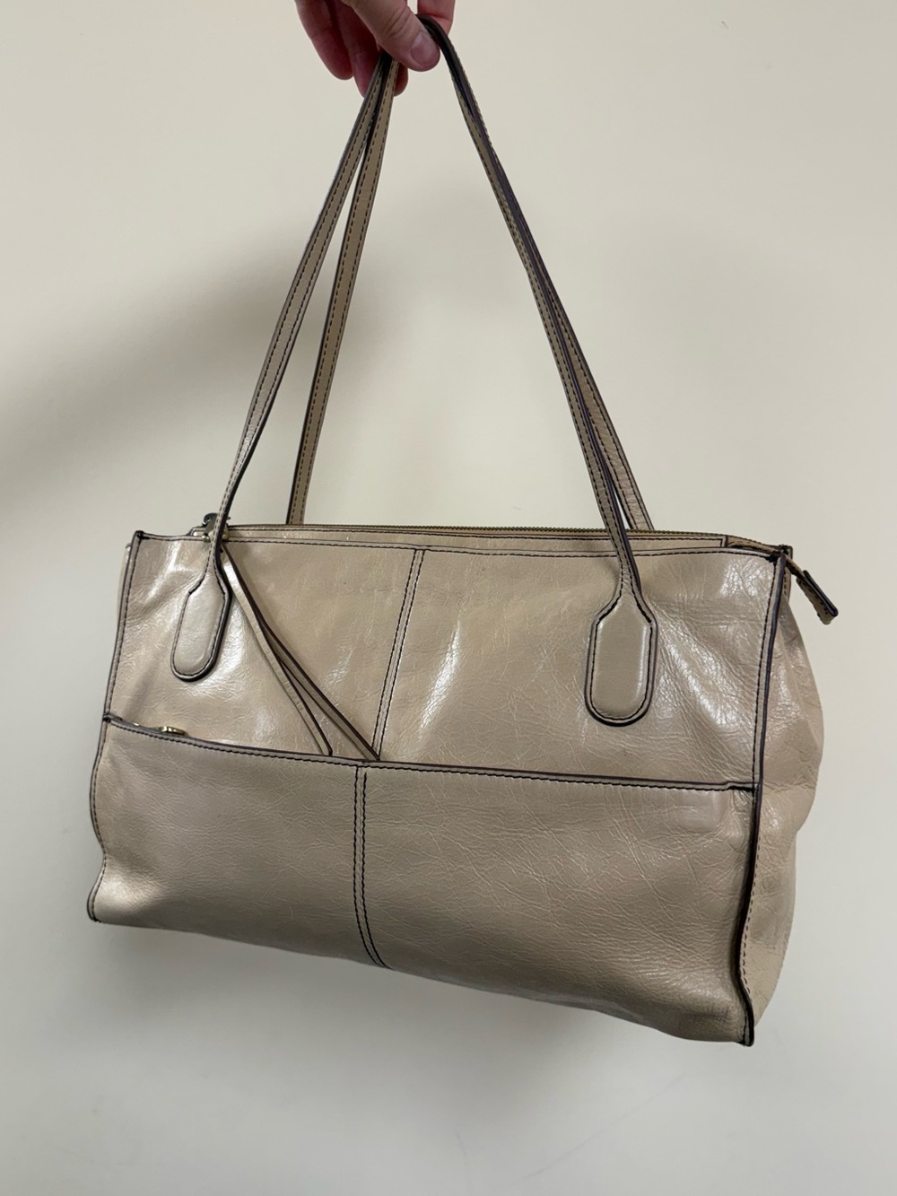 HOBO Friar Women's Taupe Beige Smooth Leather Shoulder Bag